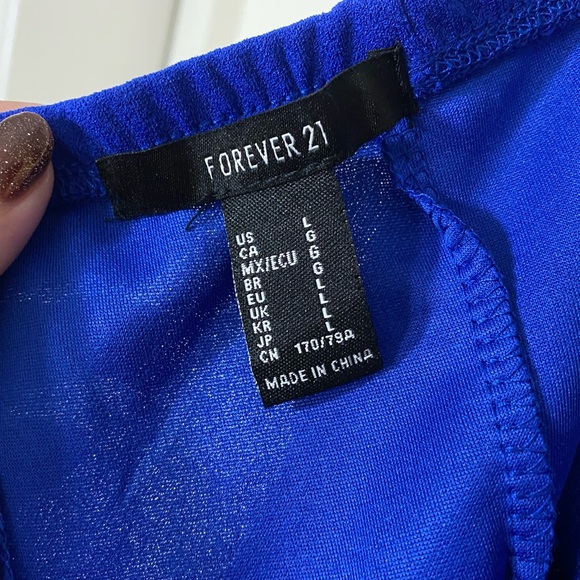 Forever 21 Blue Strapless Jumpsuit size L - Picture 5 of 6